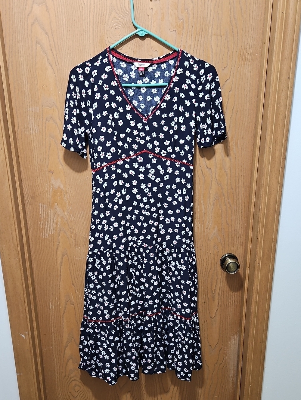 Tommy Hilfiger Navy Floral Dress with Red Accents